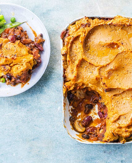 Veganer Shepherd’s Pie mit Süßkartoffeln und Bohnen