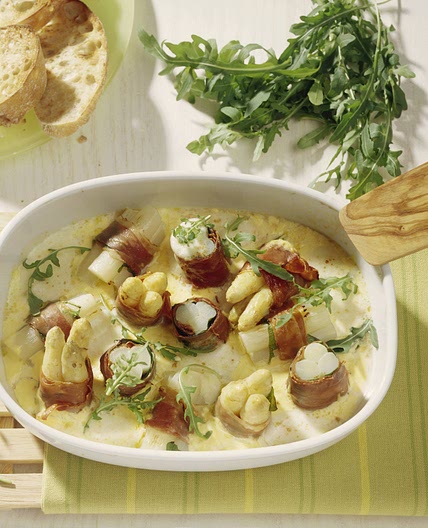 Gratinierte Spargel-Schinken-Röllchen