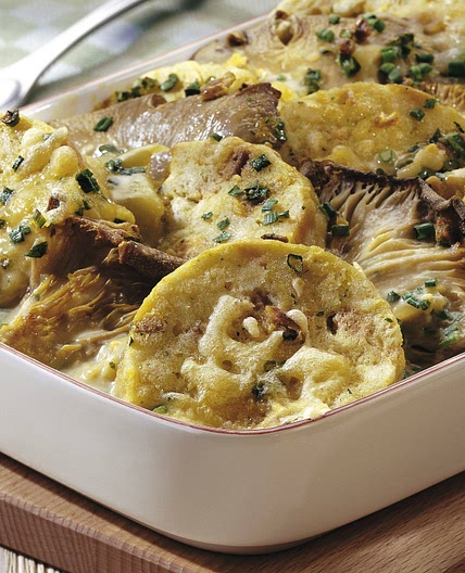 Knödelauflauf mit Pilzen