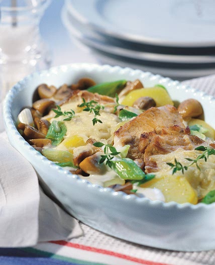Überbackene Schnitzel mit Gemüse