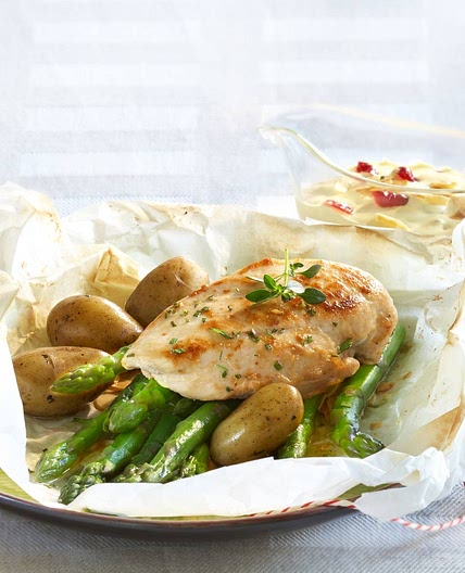 Spargel-Hähnchenbrust-Papillote