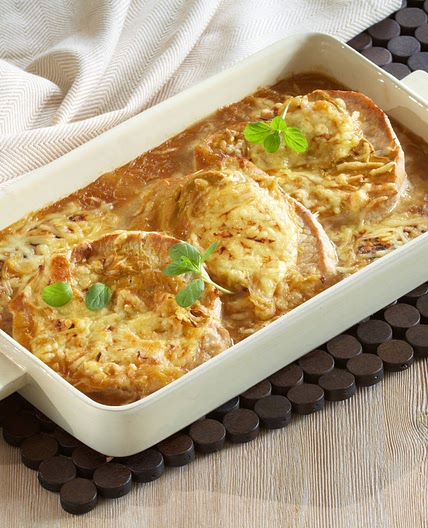 Gratinierte Zwiebelschnitzel