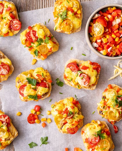 Vegetarische Pizza Brötchen