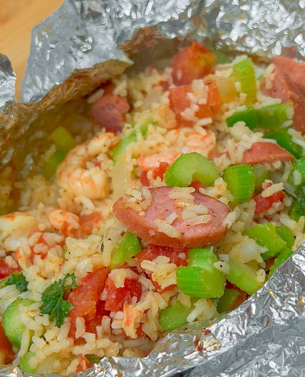 Air Fryer Jambalaya Foil Packets
