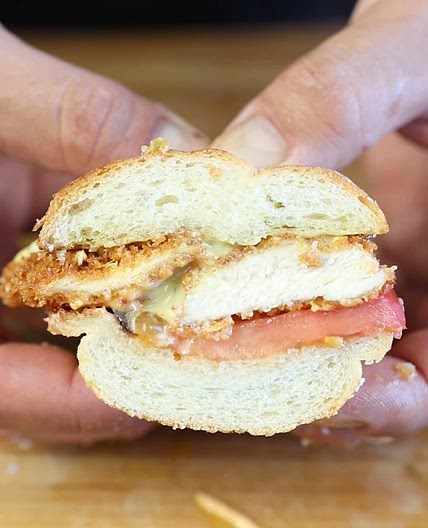Spicy popcorn fried chicken sandwich