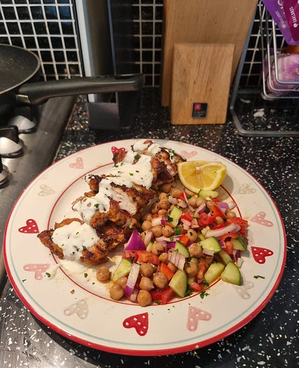 Middle Eastern Chicken Shawarma and Chickepea Salad