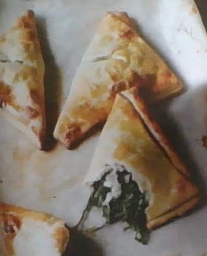 Spinach and thyme pasties