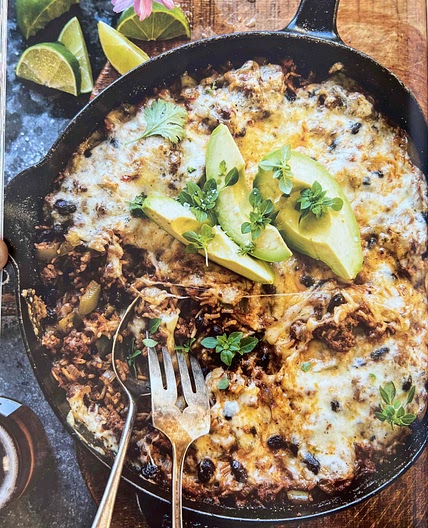 Cheesy Beef Black Bean and Rice Skillet