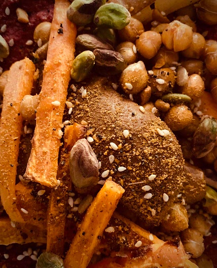 Roasted Chickpea & Beetroot Hummus Salad