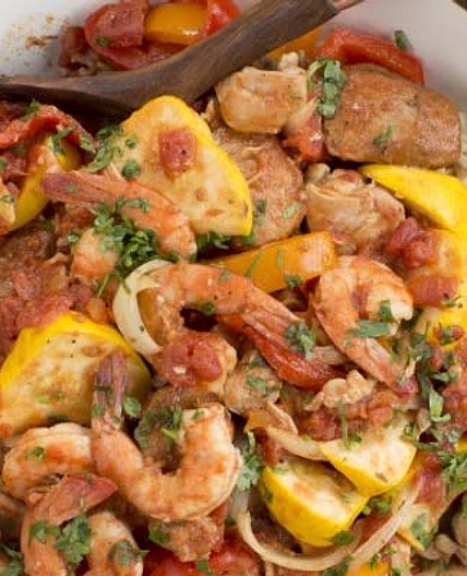 Slow Cooker Chicken, Sausage & Shrimp Jambalaya