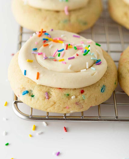 Crumbl - inspired Frosted Birthday Cake Cookies