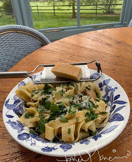 Pappardelle pasta with mushrooms