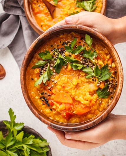 Red lentil and pumpkin Dahl 