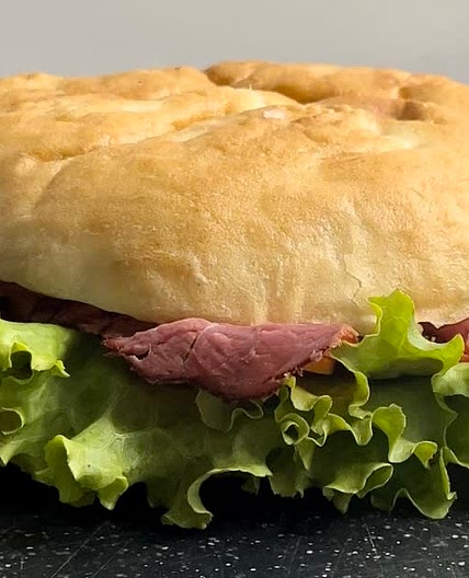 Pastrami peach sandwich
