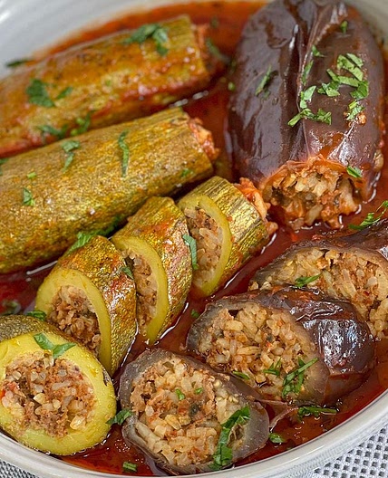 Squash and eggplant mahshi