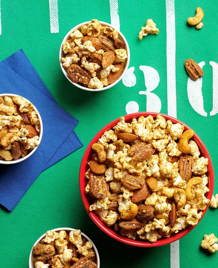 Spicy Nuts and Popcorn Party Mix