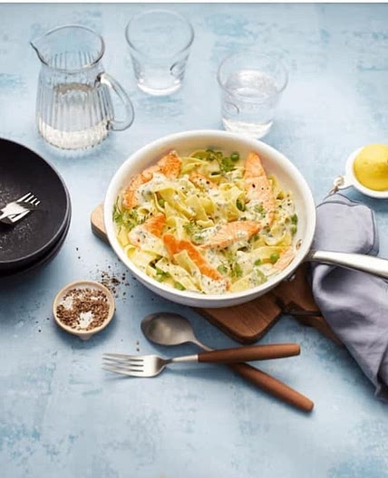 Bandnudeln mit Lachs und Zitronensoße