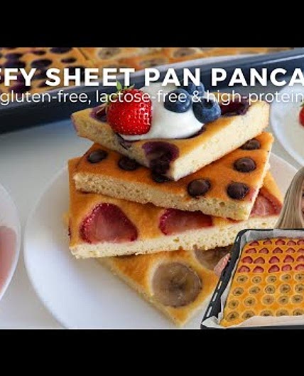 Easy Sheet Pan Pancakes | Healthy Breakfast Meal Prep (gluten free & high protein)