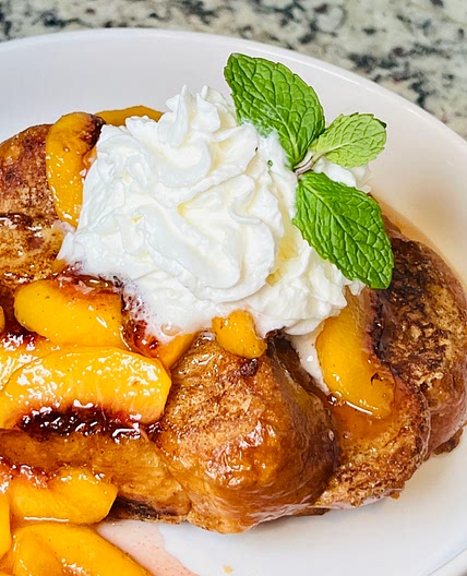 Peaches and Cream Stuffed French Toast 