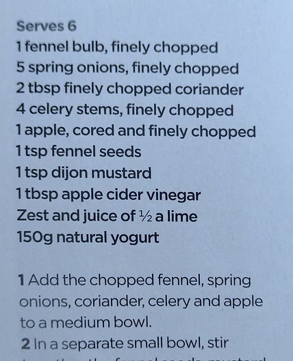 Summer veg coleslaw with coriander.
