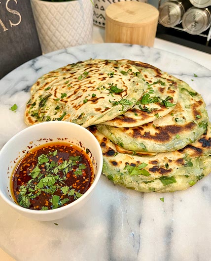 Chive, Cilantro, and Scallion Pancakes