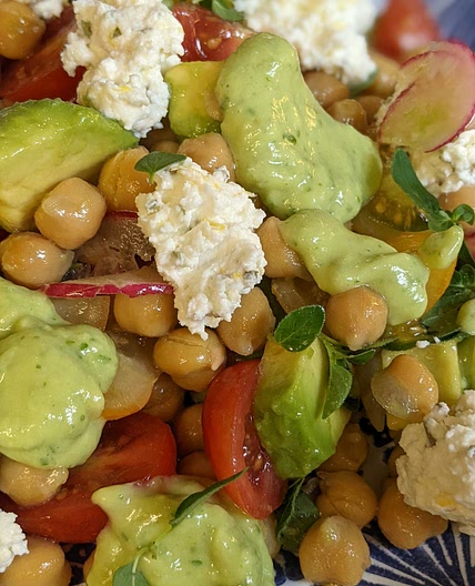 Chickpea, Lemon Feta & Avocado Salsa Salad