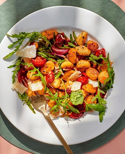 Roasted Garlic Tomato Arugula Gnocchi