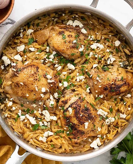 One Pot Lemon Pepper Chicken with Orzo
