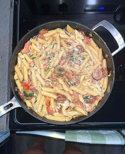 Creamy Smoked Sausage and Spinach Pasta