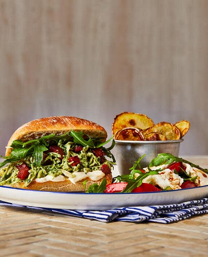 Homemade Pesto Chicken & Chorizo Sandwich