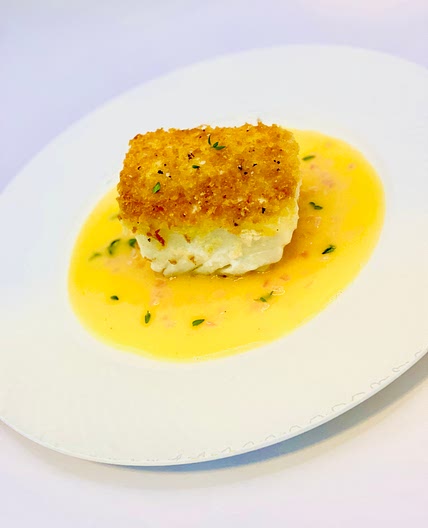 Crusted Halibut with Beurre Blanc