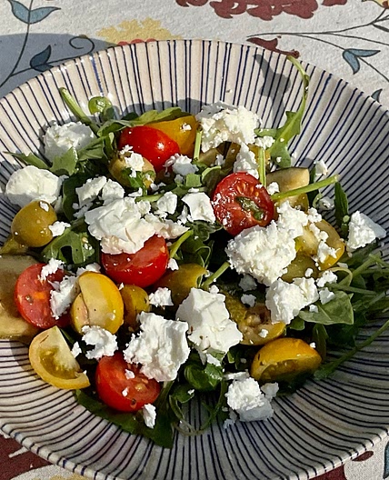 Feta, Olive and Tomato Salad with a Herb and Lemon Dressing