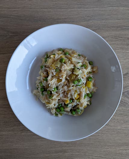 Riz façon risotto aux poireaux et petits pois