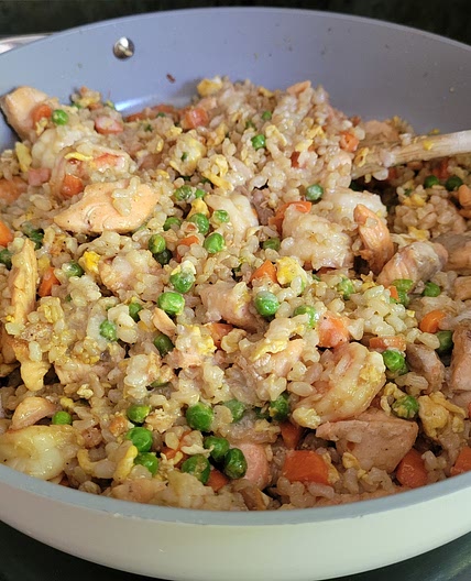 Butter Garlic Salmon and Shrimp Fried Rice