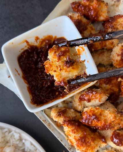 Air Fried Gochujang Popcorn Chicken