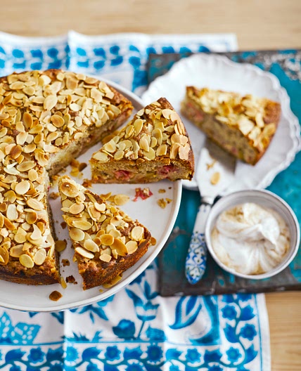 Spiced Rhubarb Cake with Cinnamon Cream