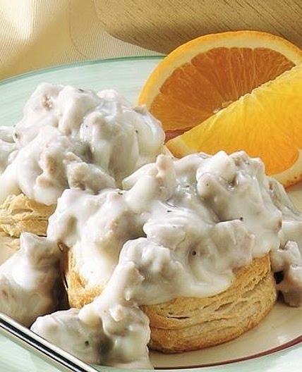 Biscuits and Peppered Sausage Gravy Recipe from Betty Crocker