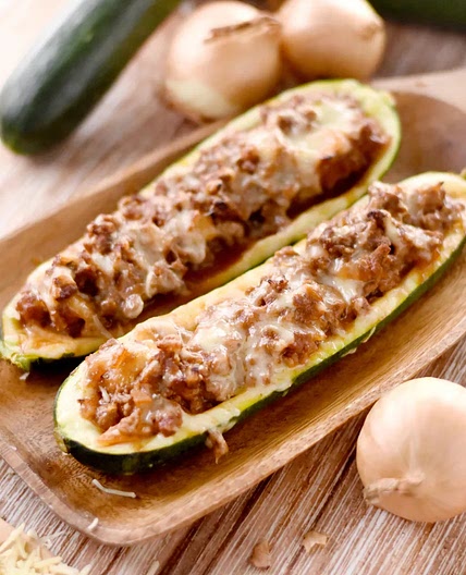 Courgette farcie, riz