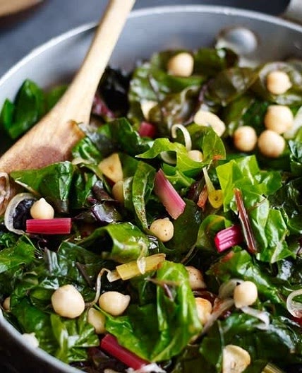 SPANISH-STYLE SWISS CHARD
with chickpeas