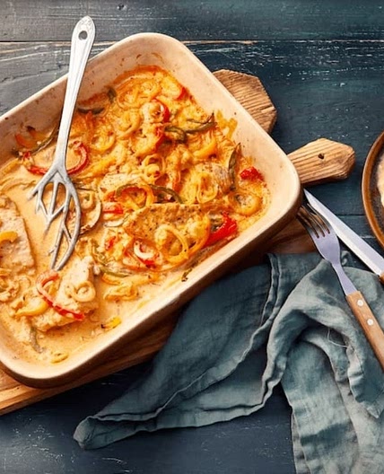 Paprika-Sahne-Schnitzel aus dem Ofen