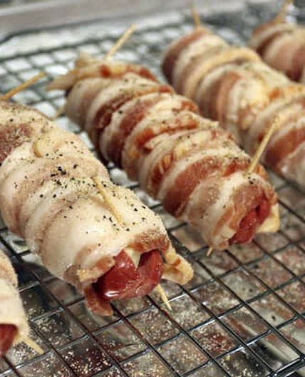 Keto: Cheese Stuffed Bacon Wrapped Hot Dogs