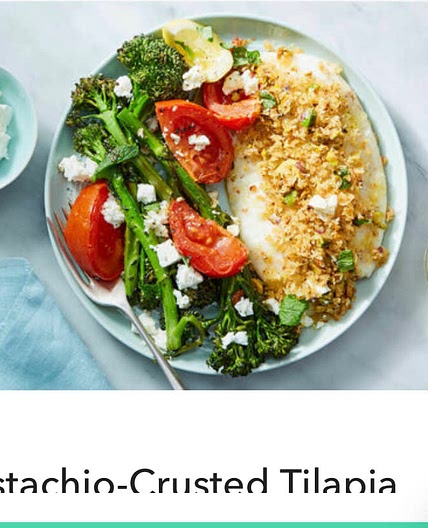 Pistachio crusted Tilapia with mint and feta