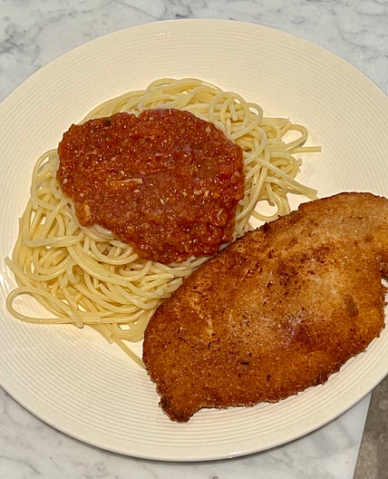 Red Sauce Pasta and chicken breast 
