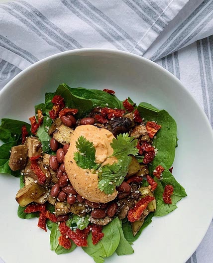 Vegan Roasted Red Pepper Hummus Bowl