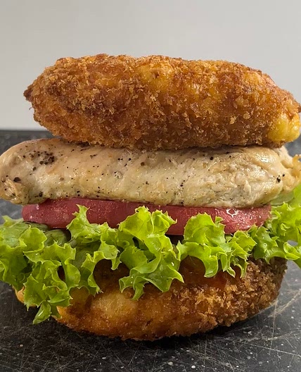 Babybel chicken burger