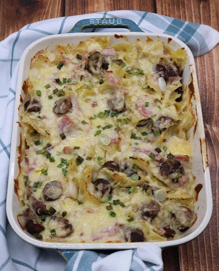 Creamy Ham and Mushroom Pasta Bake