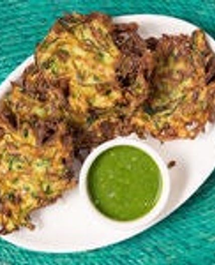 Zucchini Latkes with Tomatillo-Apple Salsa