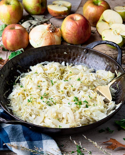 Fried Cabbage with Apples and Onions
