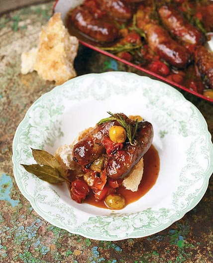 Sweet cherry tomato and sausage bake