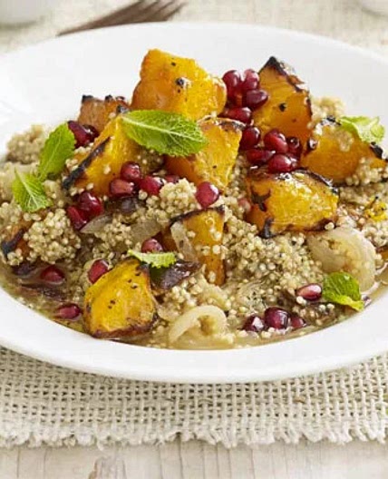 Quinoa stew with squash, prunes & pomegranate